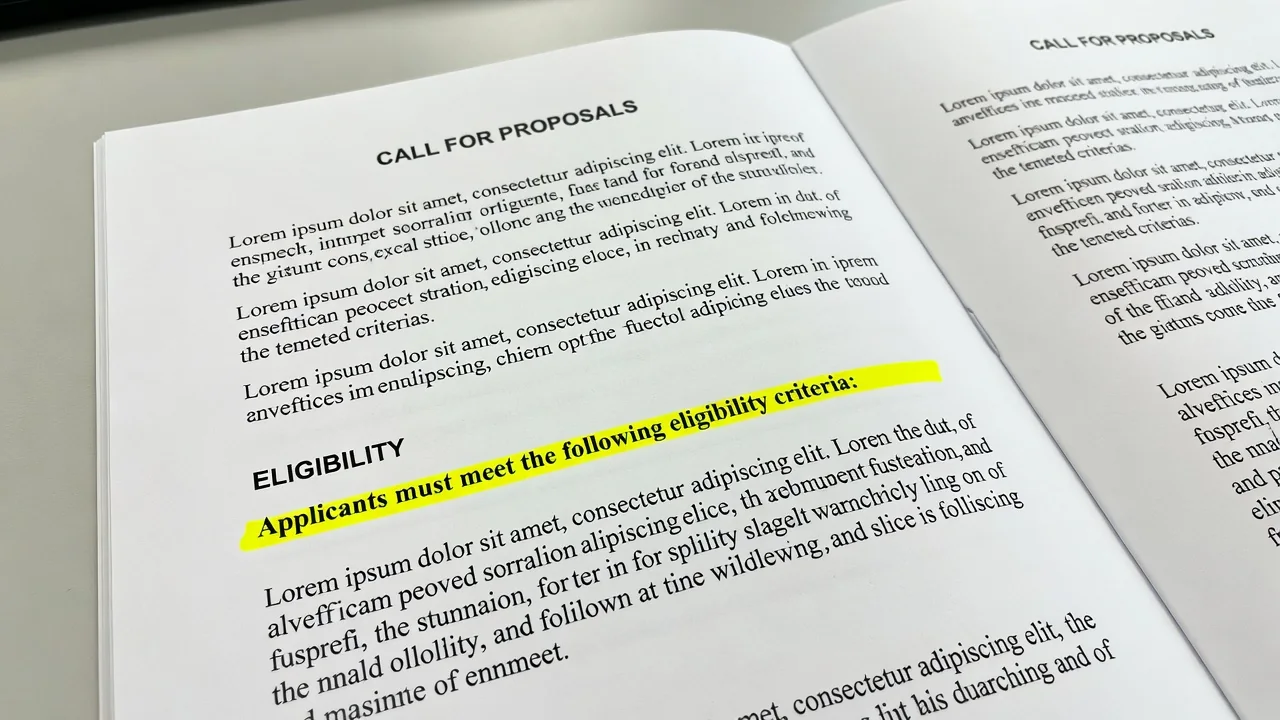 Call PDF with eligibility and deadline underlined